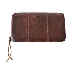 Will Leather Goods Brown Leather Full Zip Wallet 7.5”x4”